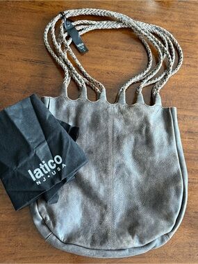 Latico NJ USA Ginny Leather Hobo Bag with Braided Strap Distressed Brown